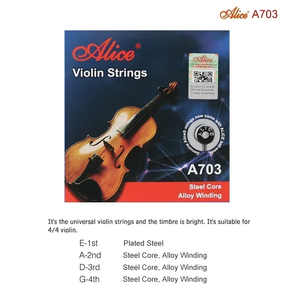Alice 10 Sets A703 Violin Strings Plated Steel Alloy Winding With 4 pieces Strings Set E/A/D/G Using Violin Strings Full Size - Image 5
