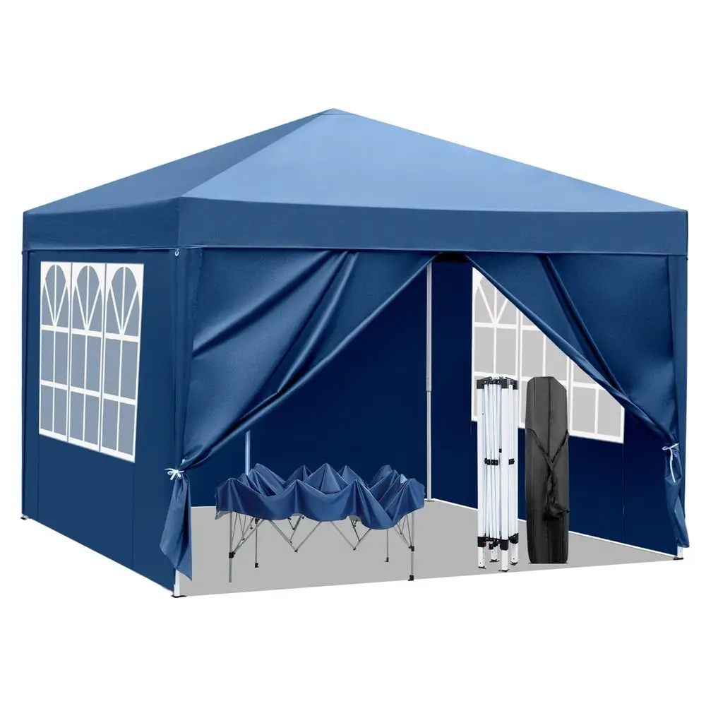 Pop Up Canopy Tent with Sidewalls, 3 Height Adjustable Beach Tent with Carrying Bag, 8 Stakes amp 4 Ropes, Easy Set Up Gazebo fo