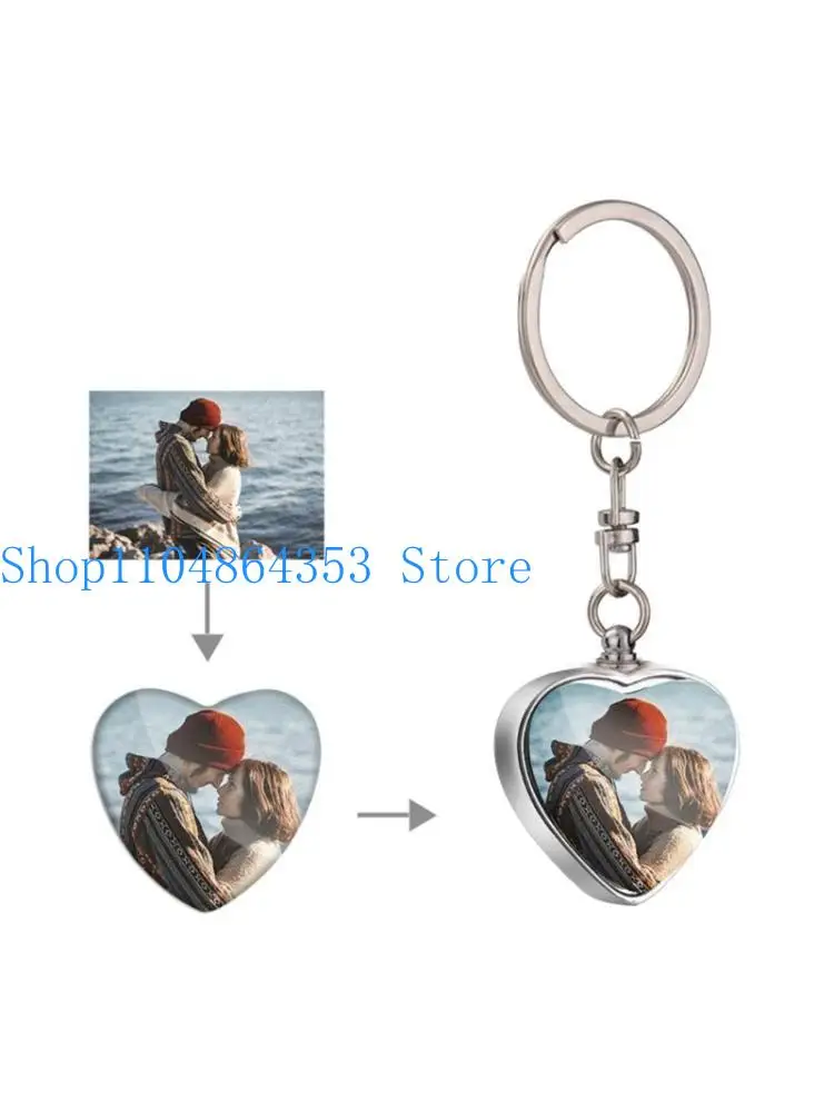 652F Memorial Ashes Keychain Creative Heart Keychain Small Heat Transfer Keychain