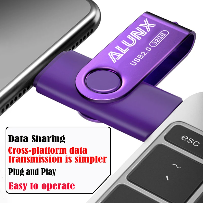 محرك فلاش معدني من TYPE-C Udisk متعدد السعة 4 جيجابايت/8 جيجابايت/16 جيجابايت/32 جيجابايت/64 جيجابايت معدن متين متوافق مع الهاتف/الكمبيوتر اللوحي المحمول Hig