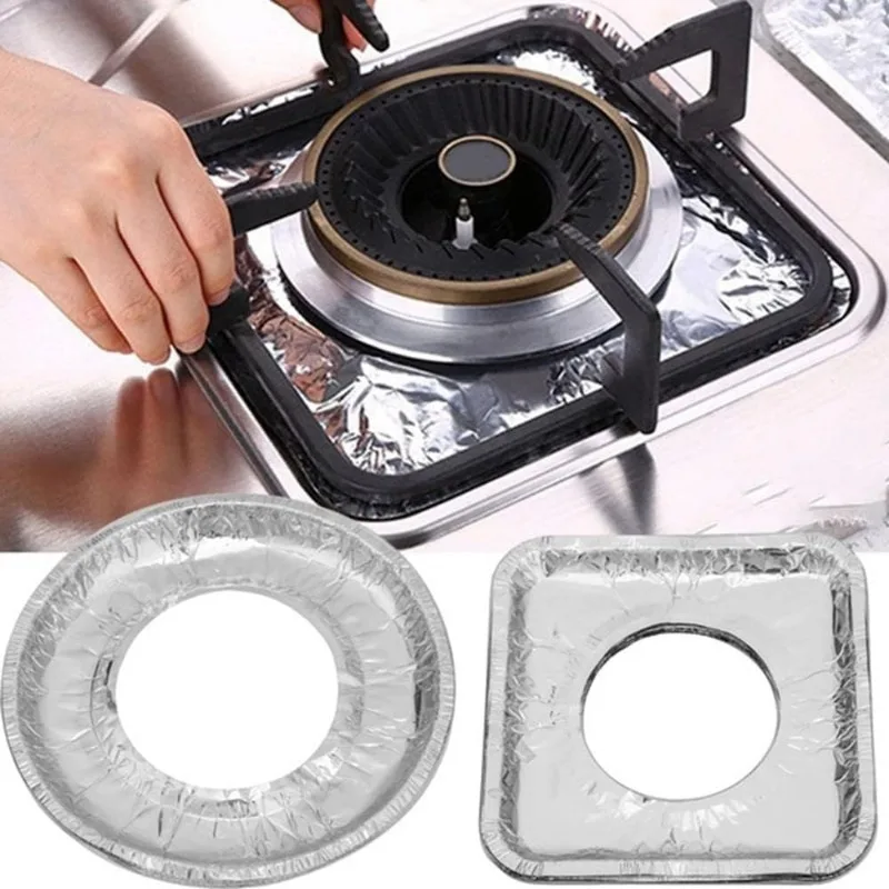 30PCS Disposable Gas Stove Covers Aluminum Foil Stove Mats Oil-Proof Cooking Protectors Heat Resistant - Thick Kitchen Stove Pad