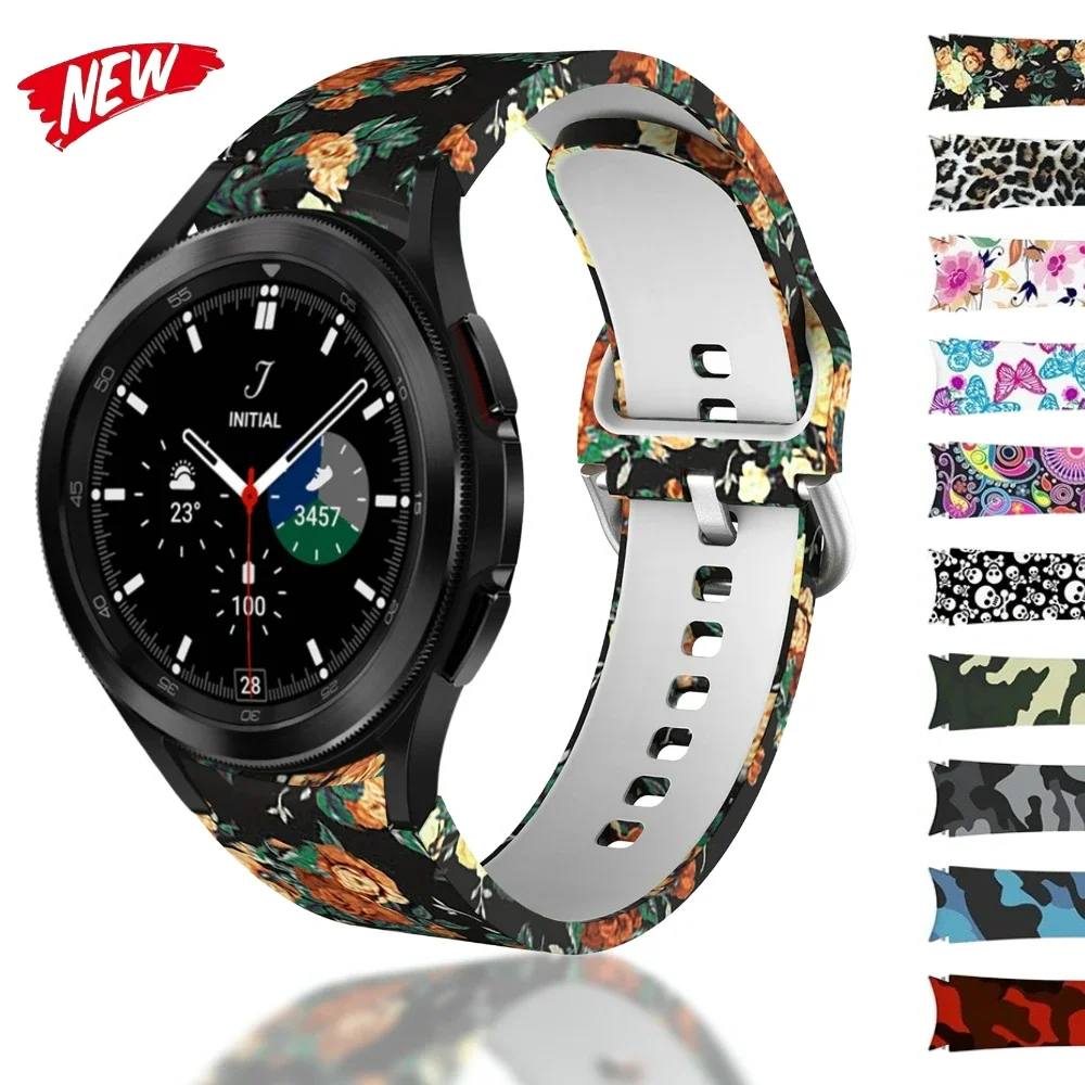 Painted Silicone Strap for Samsung Galaxy Watch 7/6/5/4 Classic 44mm 40mm 46mm 42mm/5pro 45mm Bracelet for Watch 6 classic Strap