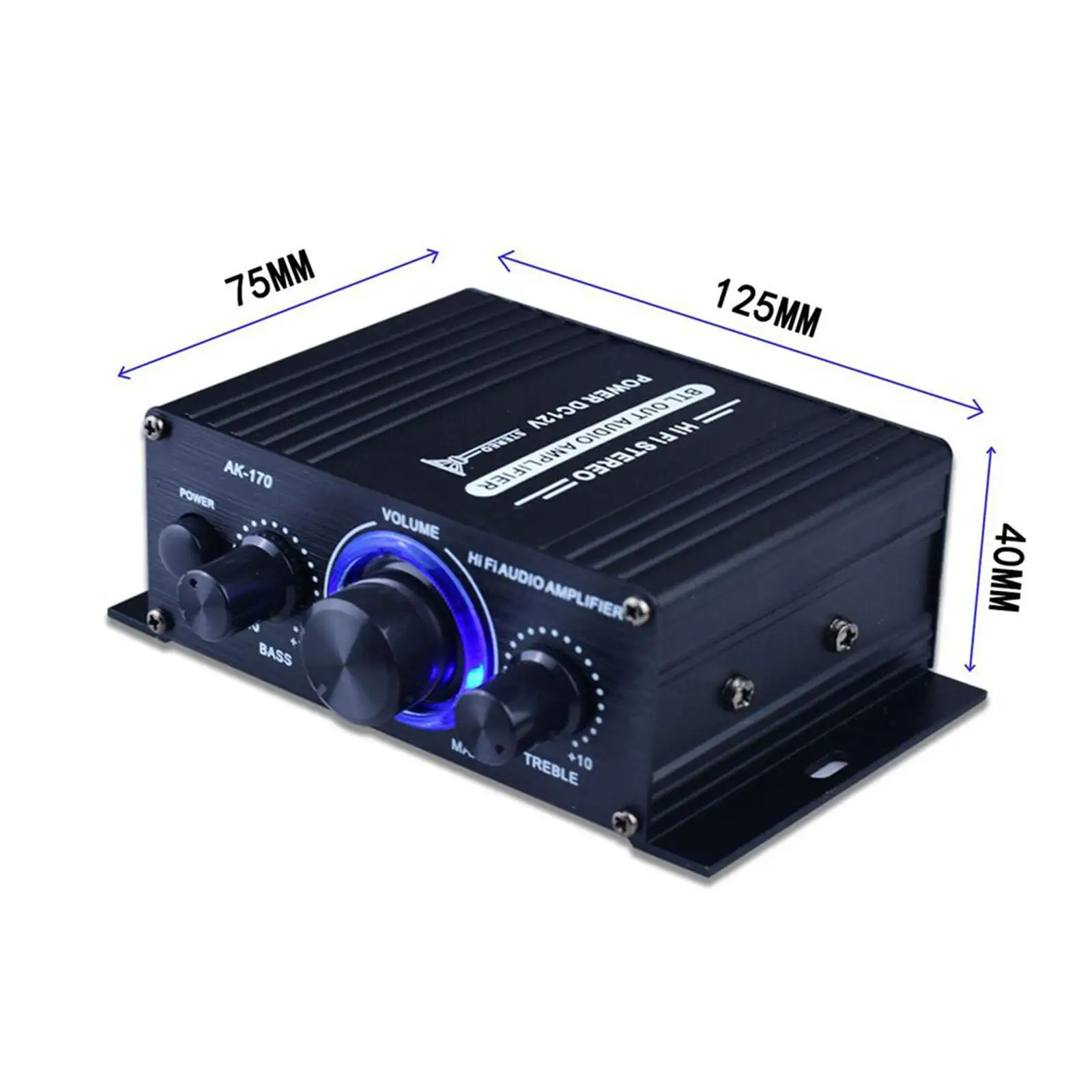 Mini Audio Power Amplifier DC 12V Channel Integrated Amp for Home Audio System