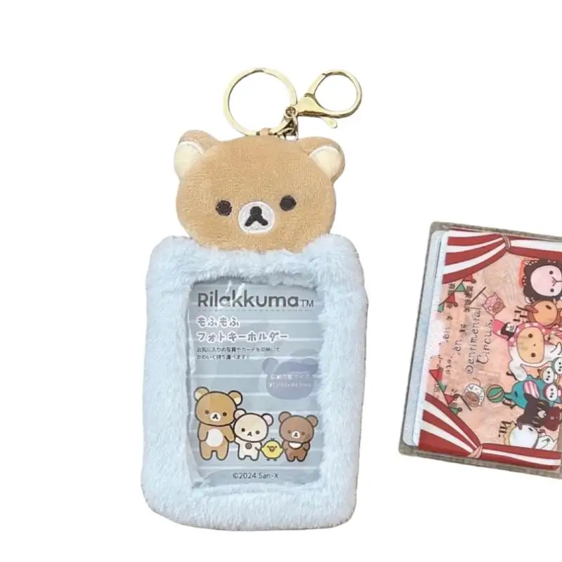 Rilakkuma الكرتون القطيفة بطاقة صغيرة حقيبة حافلة بطاقة شهادة مجموعة معلقة هدية مزخرفة المفاتيح شنق سلسلة هدية عيد ميلاد لفتاة #5