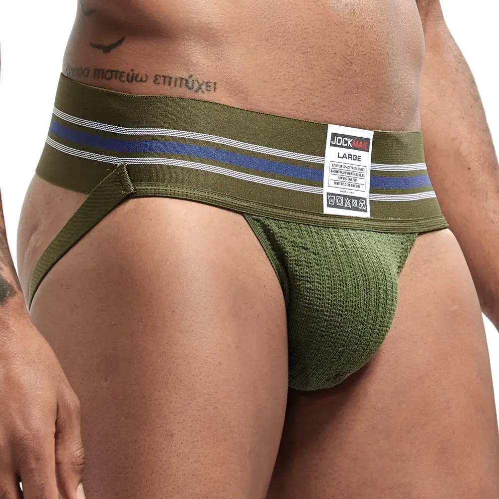 Sexy men Jockstrap Cotton Underwear Rainbow Jockstrap Men\'s Briefs g tring Slip Homme Gay Underpants Thongs string Pouch Mesh