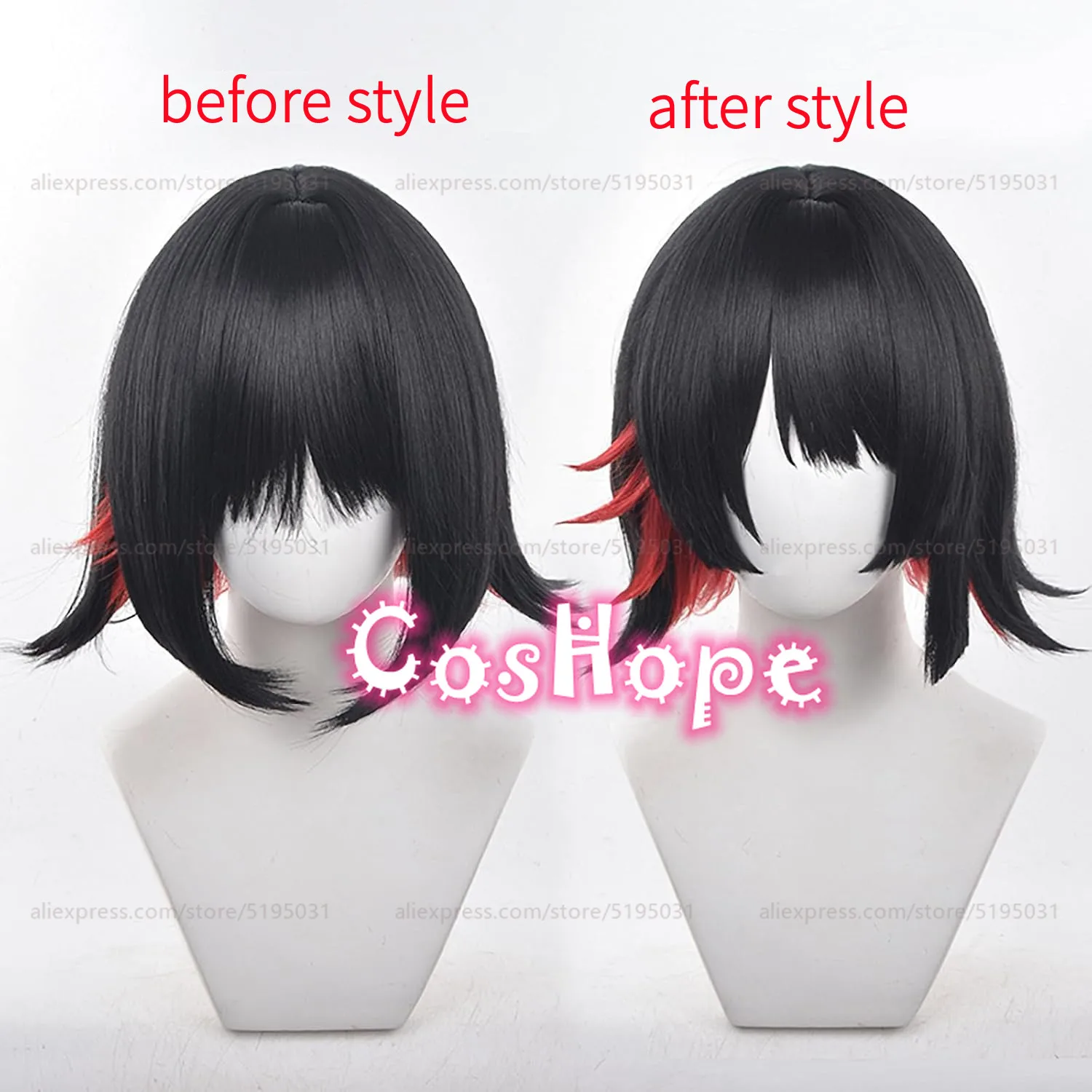 ZZZ Ellen Joe Cosplay 35cm Short Black Red Mixed Wig Cosplay Anime Cosplay Wigs Heat Resistant Synthetic Wigs Halloween