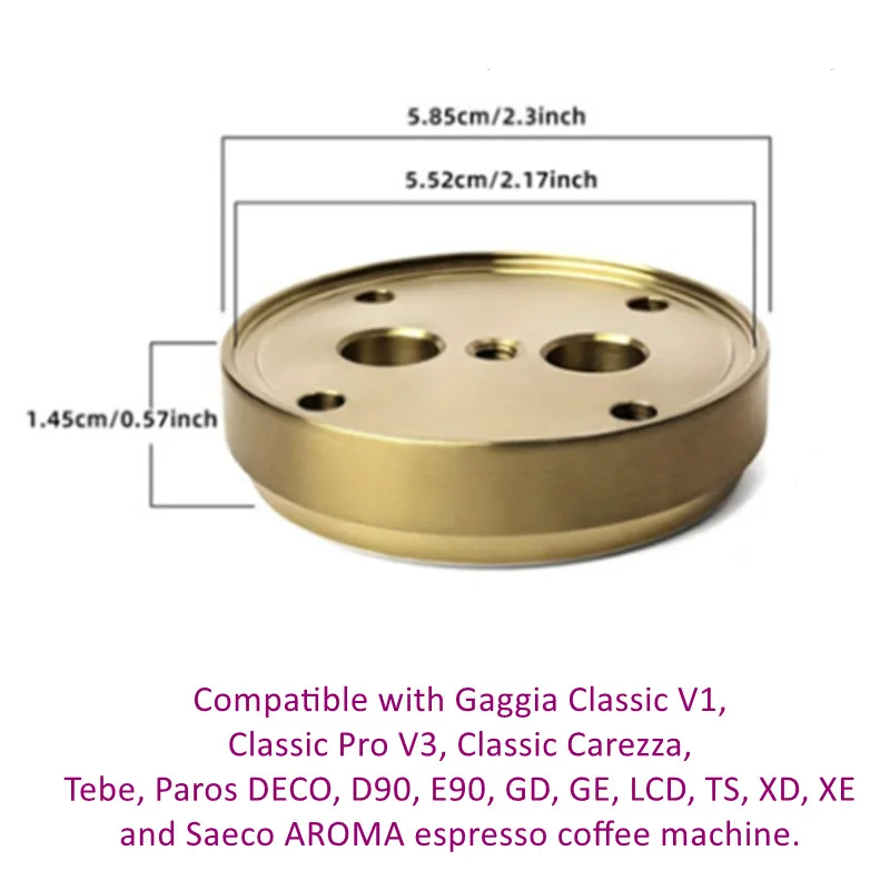 Cabezal de preparación (1 unidad) para Gaggia Classic V1, Classic Pro V3, Classic Carezza, Tebe, Paros DECO, D90, E90, GD, GE, LCD, TS, XD, XE y Saeco AROMA