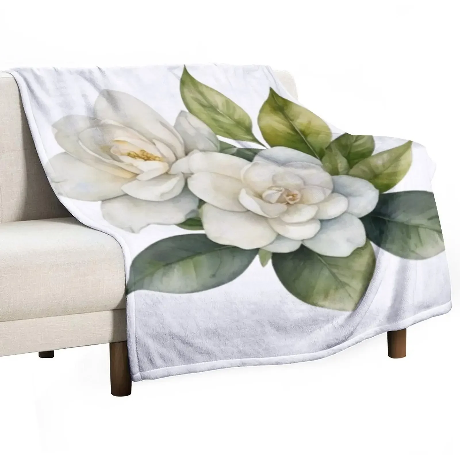 Gardenia Watercolour Throw Blanket Thins Nap Blankets