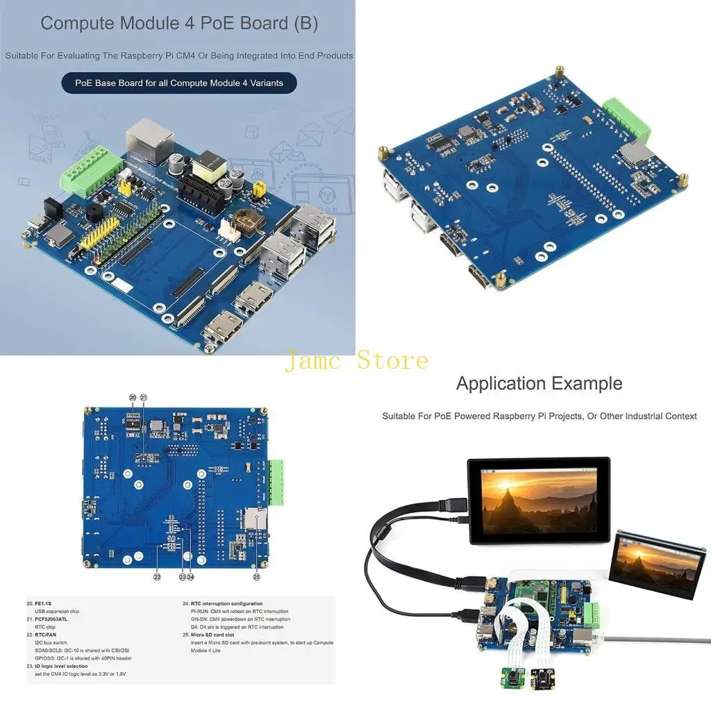 

LX0B for CM4 Base Expansion Board Computing Module Board Onboard 40PIN GPIO,Ethernet RS485 RS232