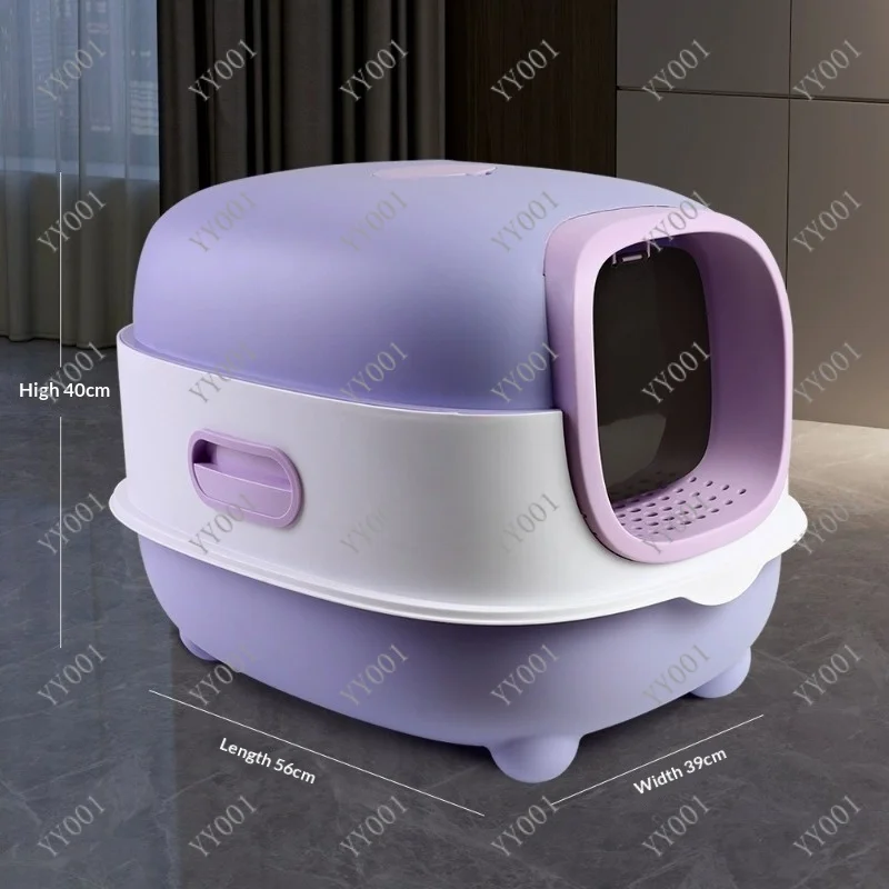 XXL Fully Enclosed Cat Litter Box UV Sterilization Odor Control Flip Top Lid Pet Toilet view 4