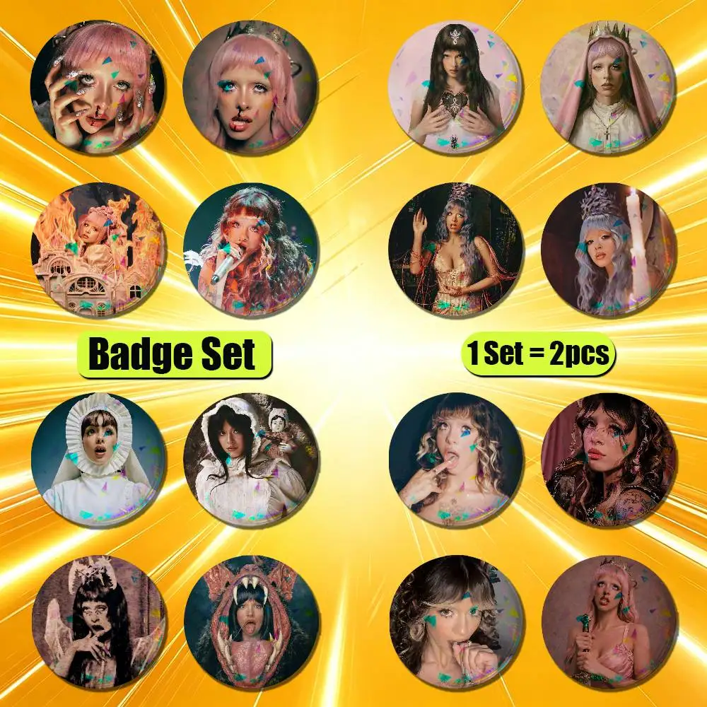 For Melanie Martinez HADES Badge Pin Insignia 2 Pcs Set Round Button Emblem Laser Film Gift 44mm Custom