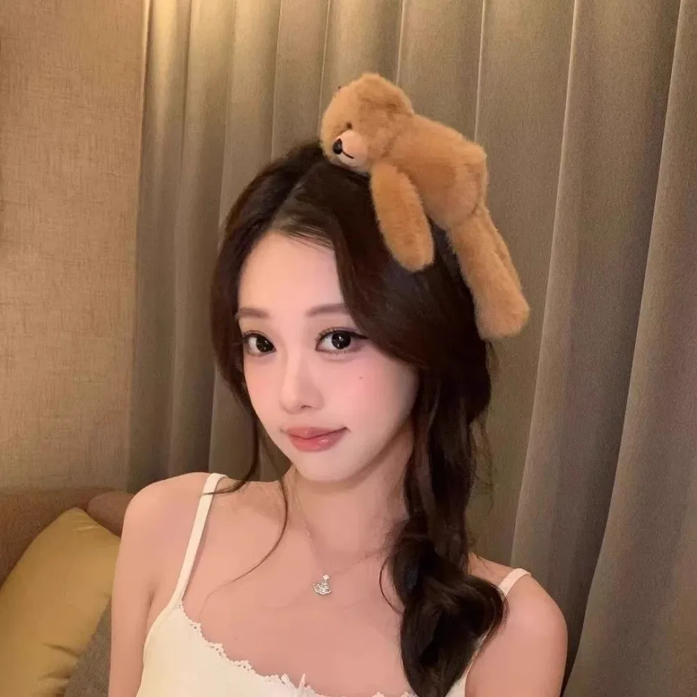 Sweet Teddy Bear Hair Clip Cartoon Headband Hairline Clip Teddy Bear Hairpin for Women Girls