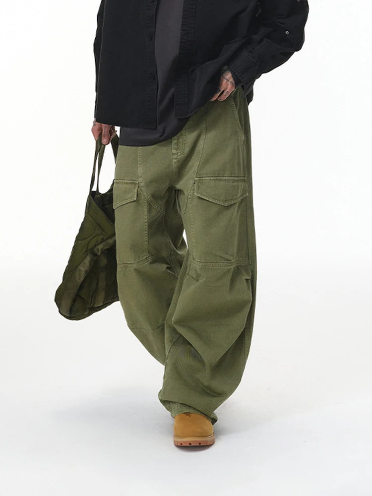 

Мужские повседневные брюки из чистого хлопка с регулируемой талией, в американском стиле, с манжетами и зауженными штанинами, винтажные, осенне-зимние