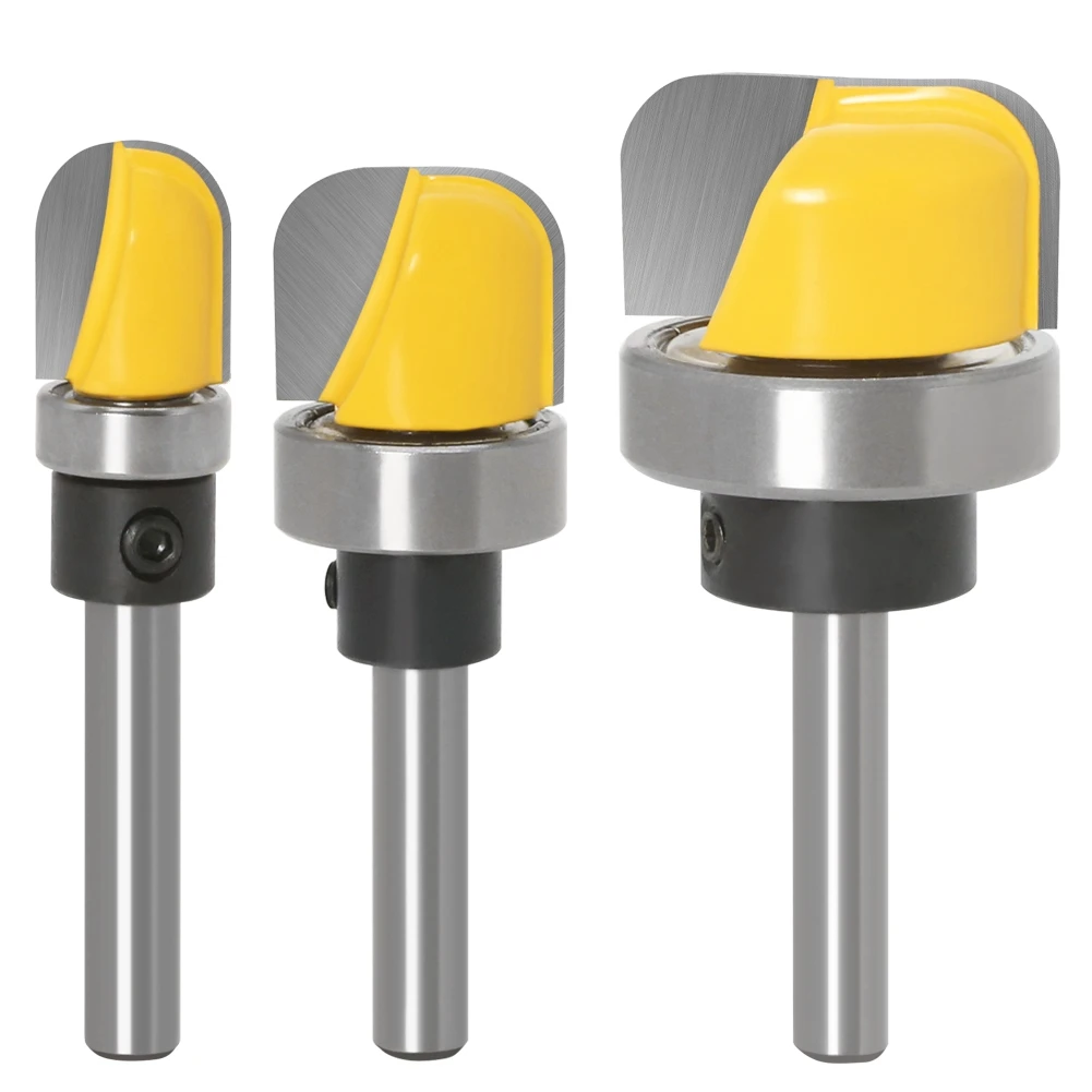 

3PC 6mm 1/4 Shank 1/2Inch 3/4Inch 1-1/8Inch Diameter Bowl & Tray Template Router Bit Wood Cutting Tool Router Bits B