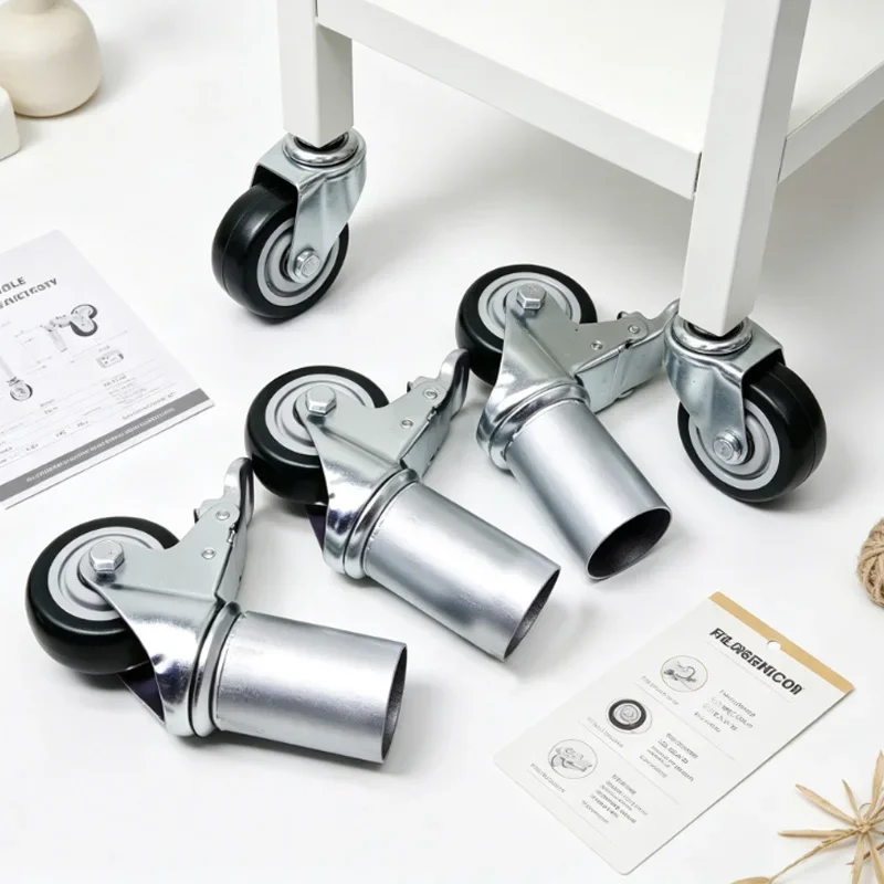 1.5-inch Round/Squar Tube (22mm To 56mm Size) Swivel Casters With Brakes/bearings For Shelves/storage Racks/tables/wooden Frames