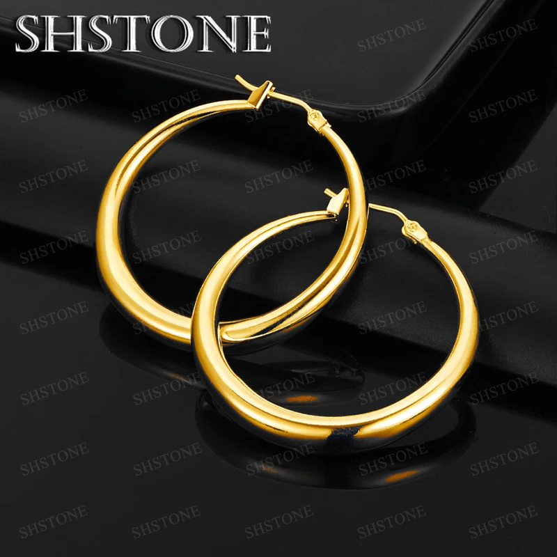 

Fashion Simple 36mm 18k Gold Round Hoop Earring For Women Party Wedding Banquet Charm Hot Jewelry Birthday Gifts Accessories