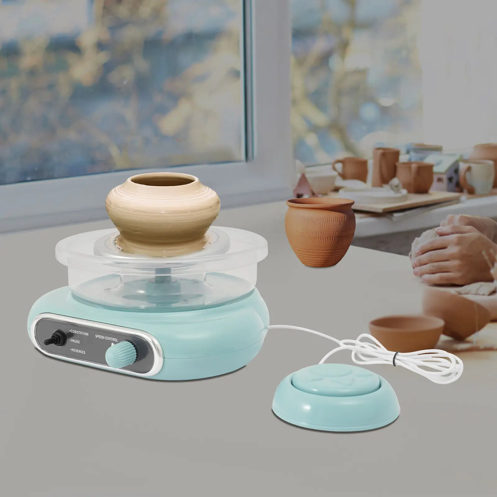 

Electric Pottery Wheel Machine Mini Electric Pottery Making Machine 200rpm Green