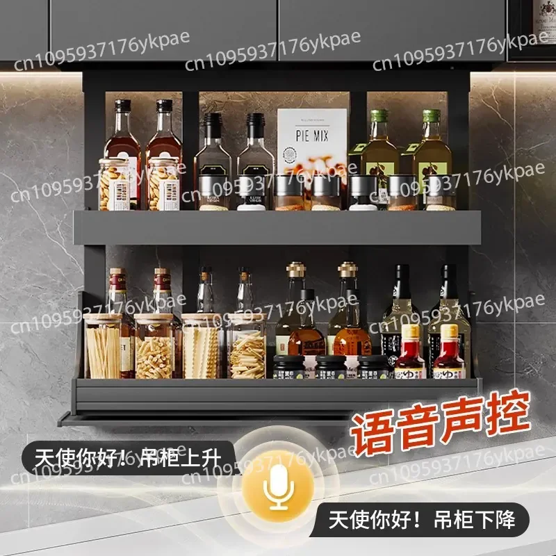 Touch Voice Control Vertical Pull-down Electric Kitchen Cabinet Intelligent Lift Basket Machine All-aluminum Hanging Cabinet