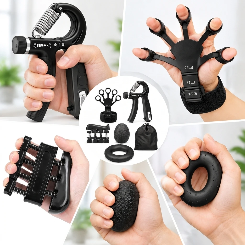 Grip Strength Trainer Set With Finger Grip Trainer Finger Stretcher Grip Ring Muscle Decompression Ball To Enhance Hand Strength