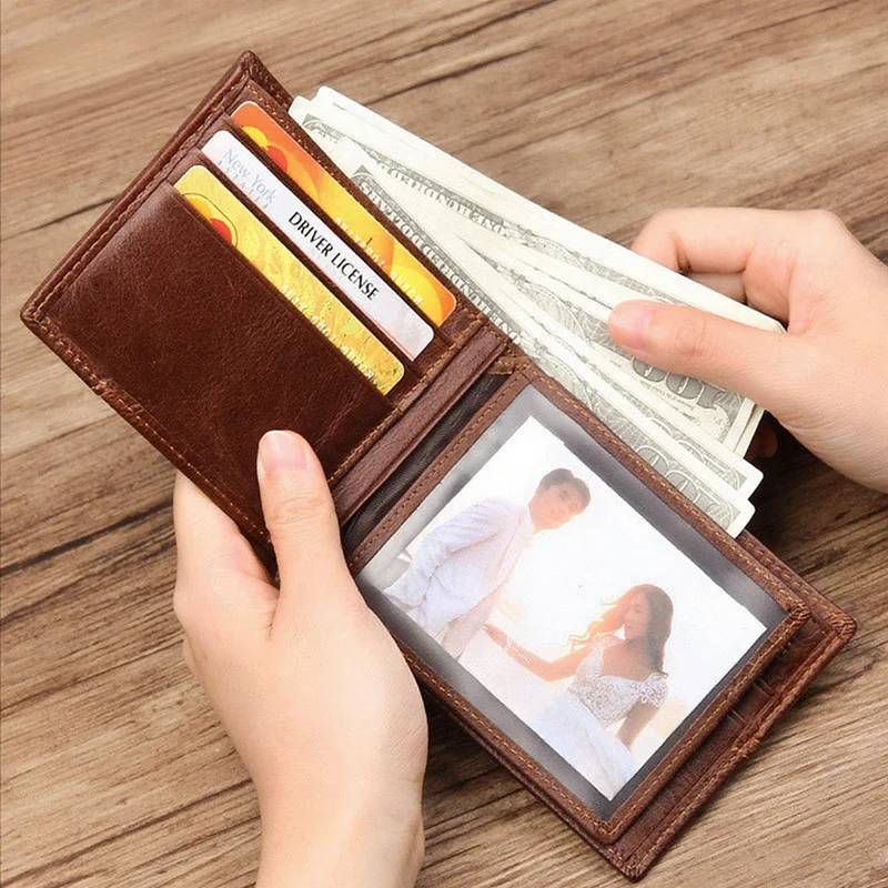 Men's Purse Made of Genuine Leather Women's Small Wallet Passport Cover Mini Women's Bag Cardholder for Man Cash Wallet