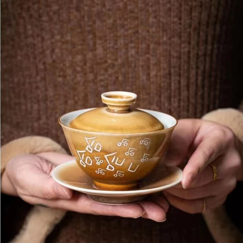 

Фарфор gaiwan ручная роспись китайские слова написанное тюрен керамическая миска блюдце Подставка Крышка миска мастер санкai 165 мл Новинка