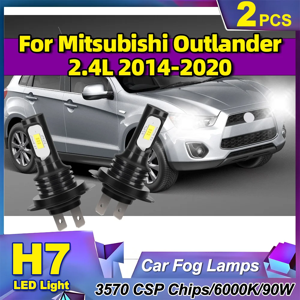 

2X 6000K Super Bright H7 Auto Fog Lights 90W High Power Fog Lamps 20000LM Plug And Play For Mitsubishi Outlander 2.4L 2014-2020