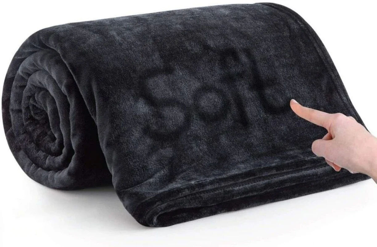 Black Mink Fleece Throws Super Soft Reversible Twin Queen Size Sofa Bed Blanket