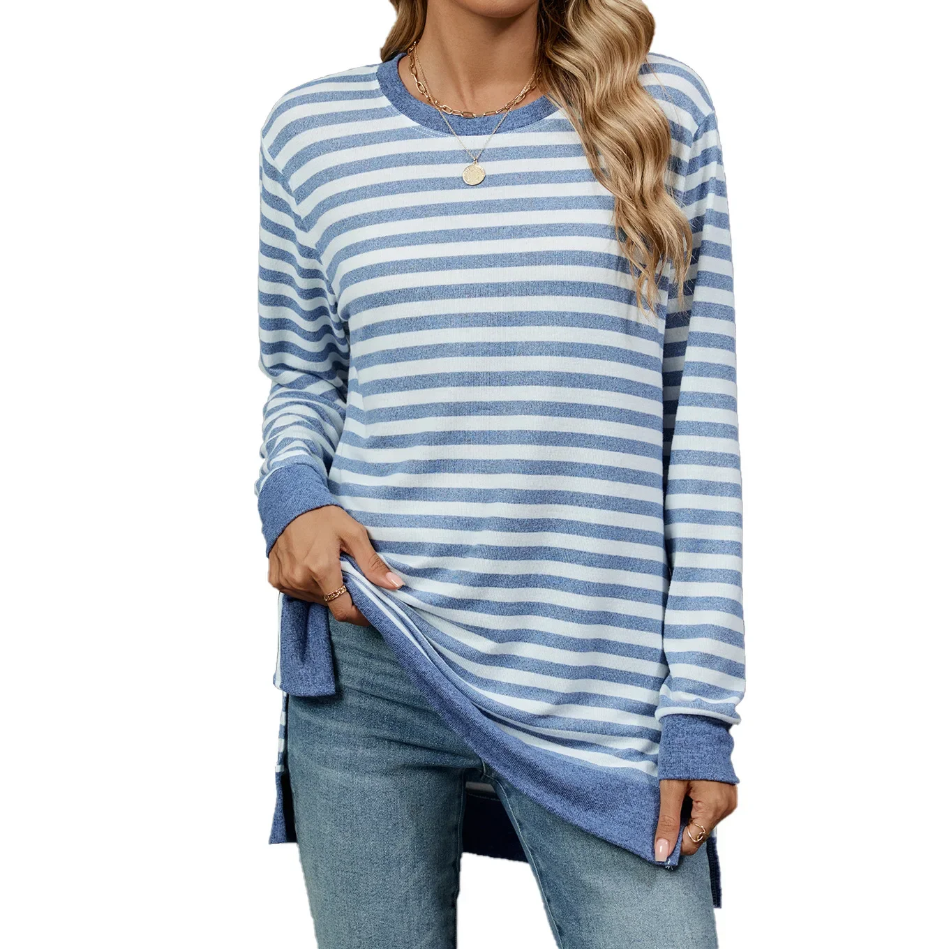 Women Long Sleeve Sweater Shirt Tops Round Neck