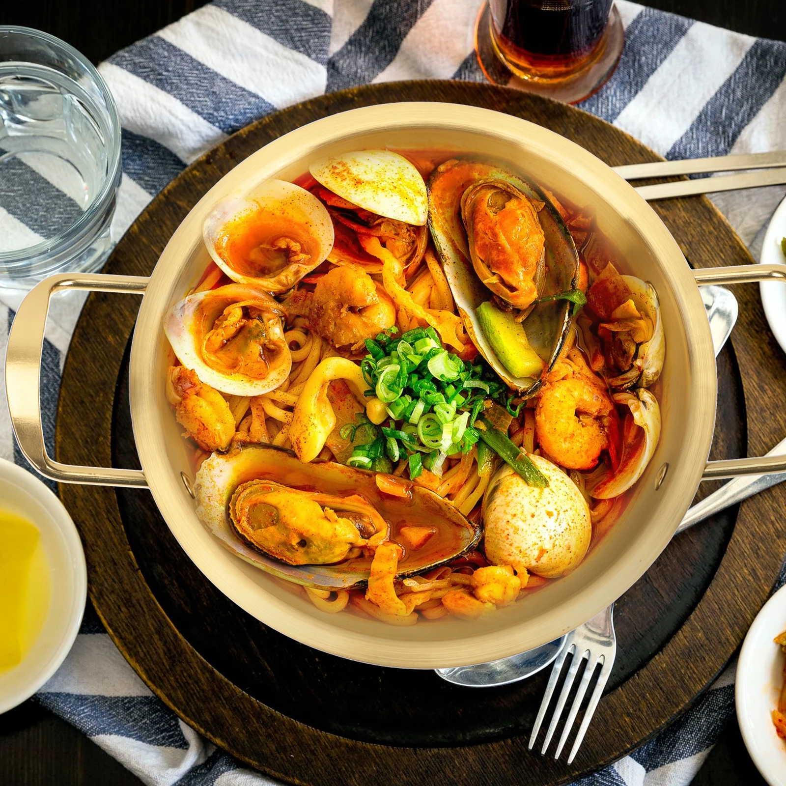 

1Set Instant Noodle Pot Stainless Steel Double Handle Korean Style Cooking Soup Ramen Milk Heating Household Cookware