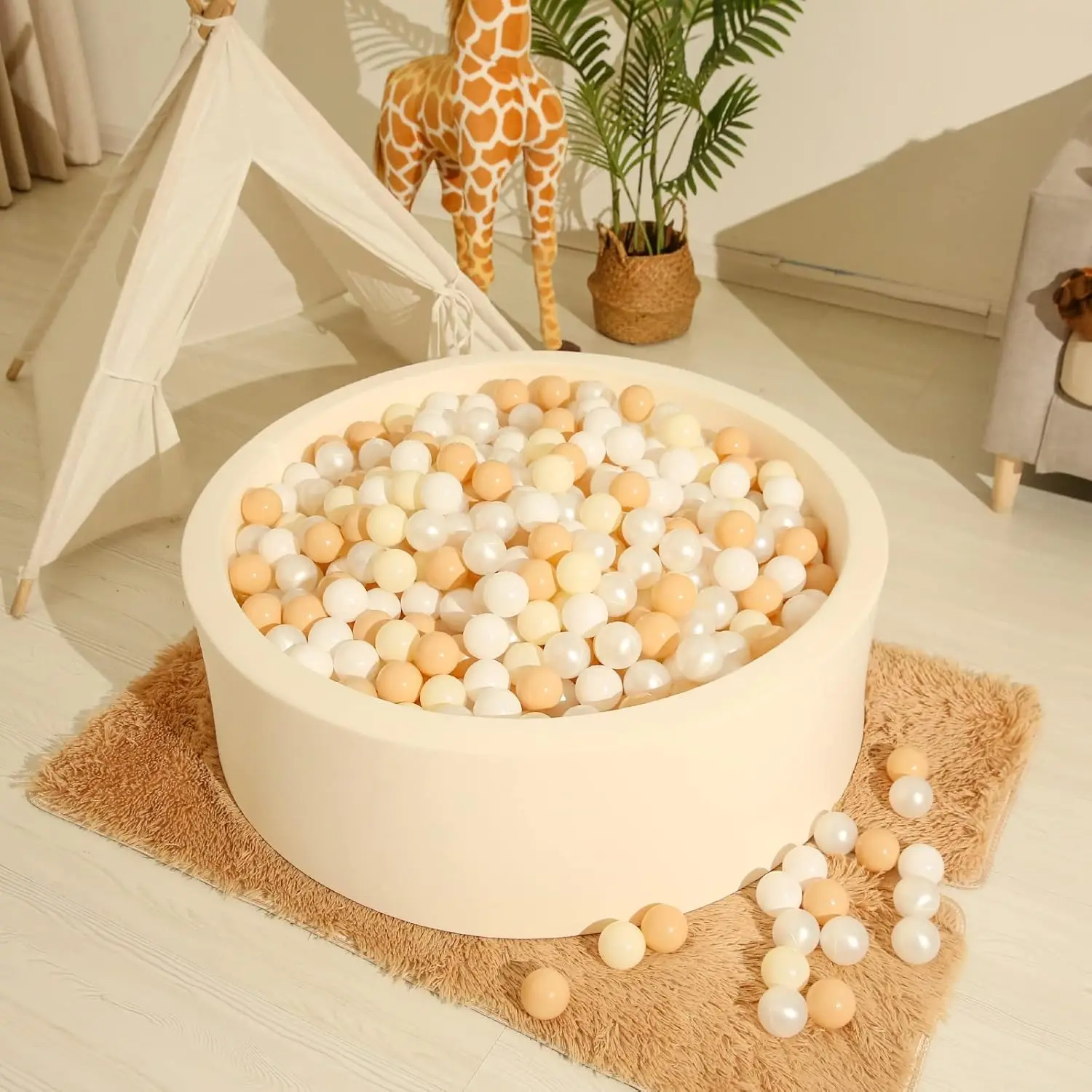 Bolas de piscina, té de la leche, Beige, blanco perla, blanco, 2,36 pulgadas, 100 pelotas de juego, bolas de plástico para piscina, casa de juegos, parque infantil, decoración de fiesta
