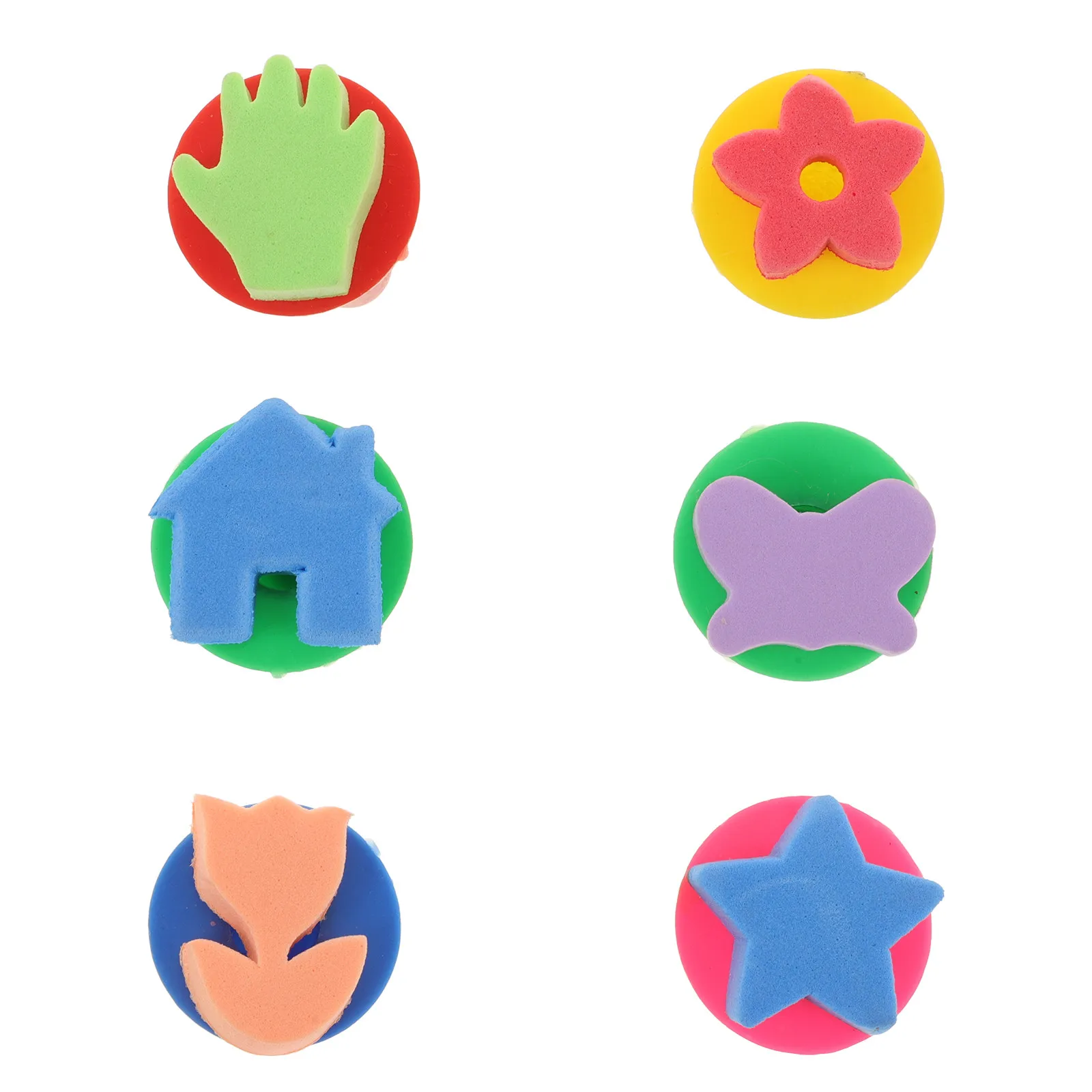 

Набор из 6 детских губчатых кистей для рисования и штампов из ЭВА-пены: легко моются, безопасные материалы, товары для раннего развития и творчества