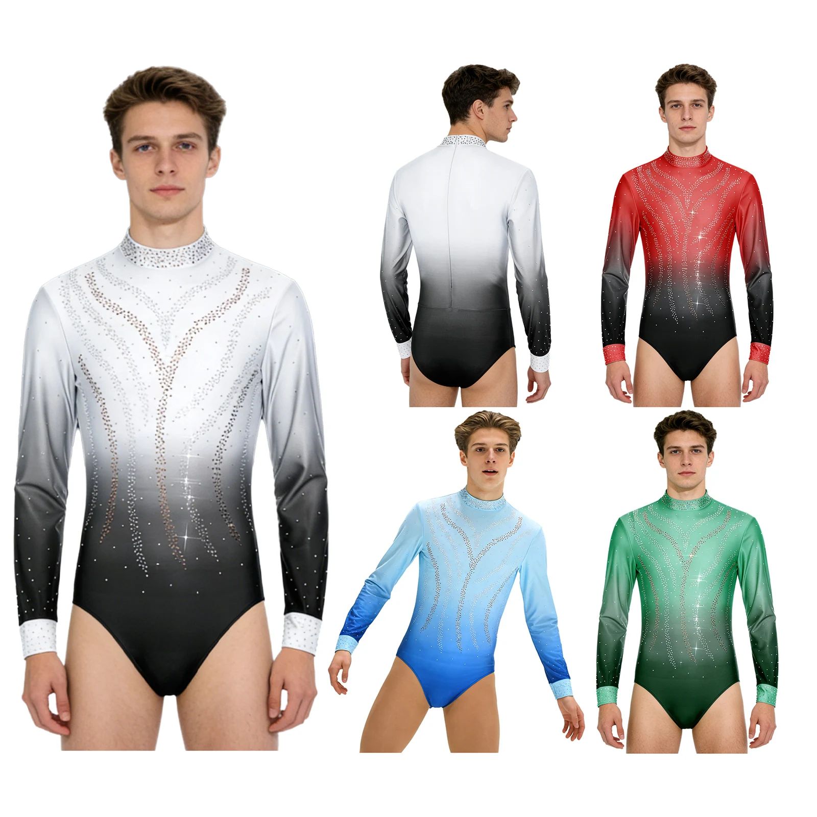 Mens Figure Skating Jumpsuit G - Rhinestone Banding Trim recension och pris