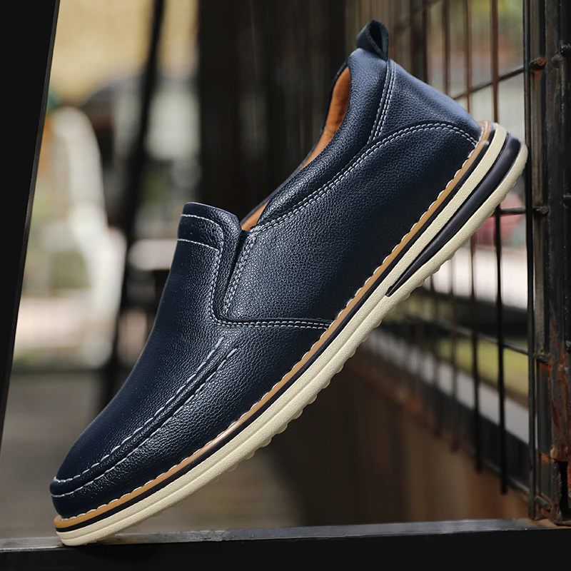 

Мужская повседневная обувь высокого качества, мужская обувь из натуральной кожи, удобная обувь для вождения на плоской подошве, уличные мужские лоферы, большой размер 38-46