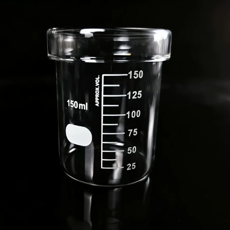 No guide beaker with lid, spoutless beaker with scale, high temperature resistant glass measuring cup with lid