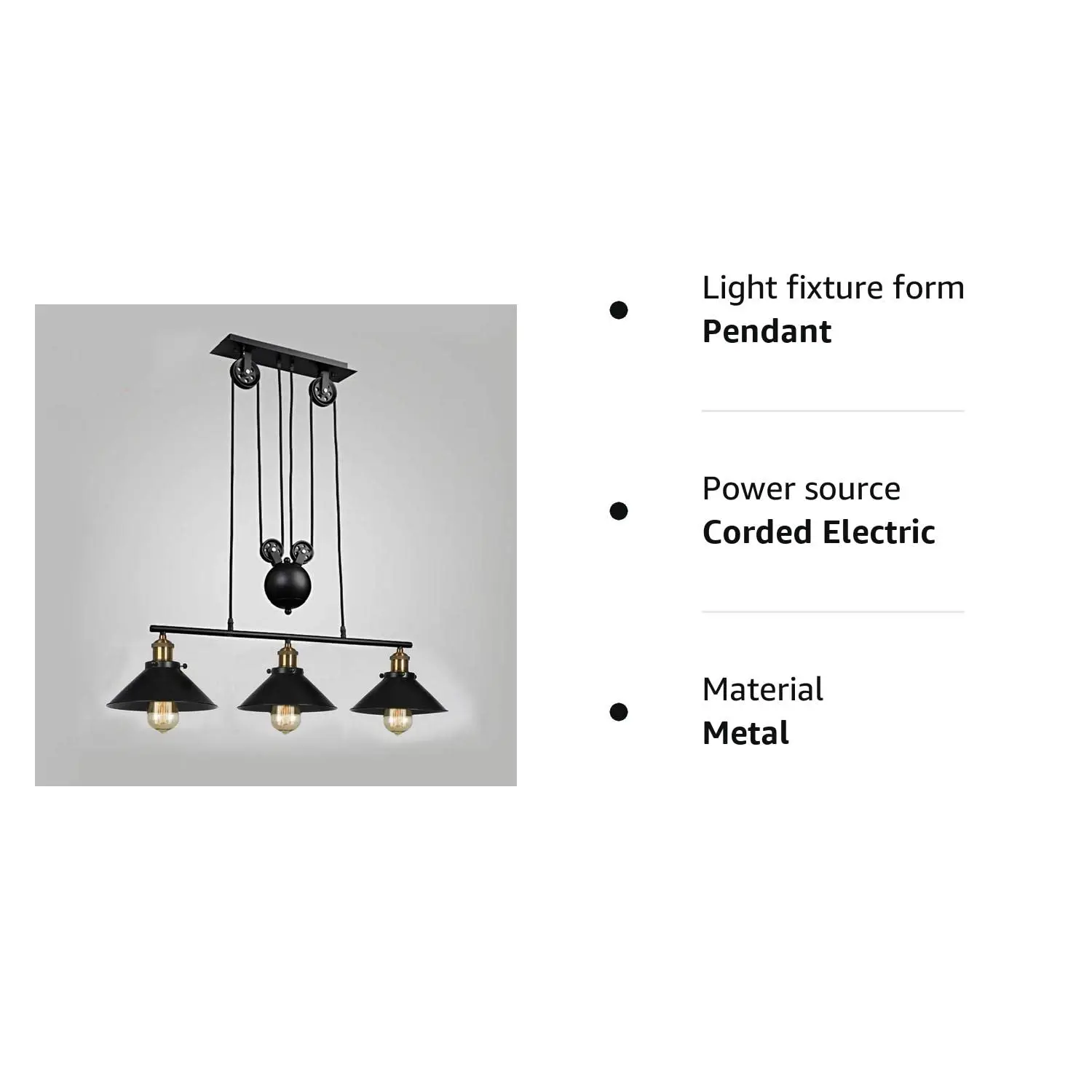 Imagem -06 - Polia Retro Luminária Sala de Jantar Lustre de Teto Industrial Preto Ilha Cozinha E27 Lâmpada Pendurada Cabeça Lustre Decoração