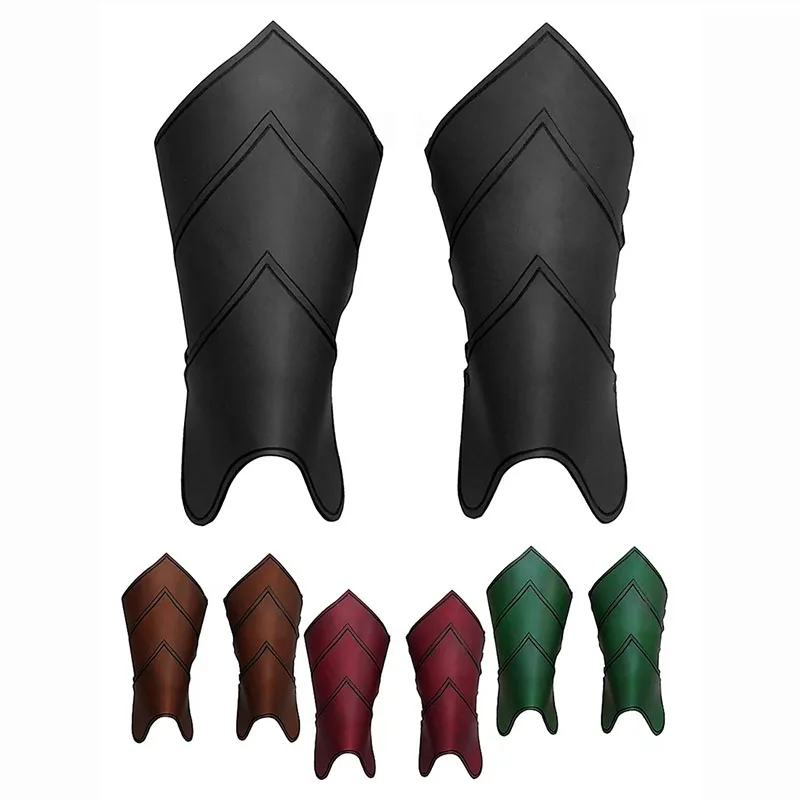 Middeleeuwse Larp Leren Been Pantser Gothic Greaves Gaiter Viking Knight Cosplay Kit Kostuum Rider Schoen Laars Cover Half Chaps Voor Mannen