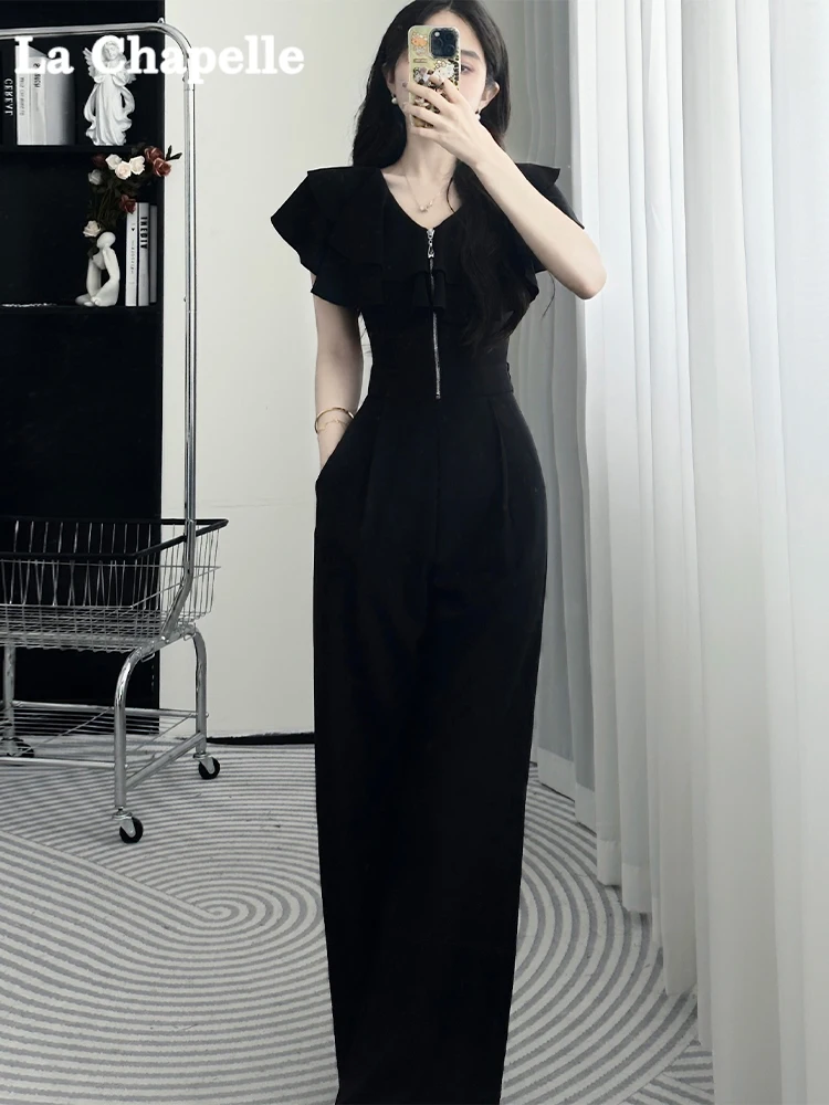 

La Chapelle Bla-Piece Pants Women's Summer 2025 Ele Slimming High Waist Wide Leg Pants Formal Casual Polyester Fiber