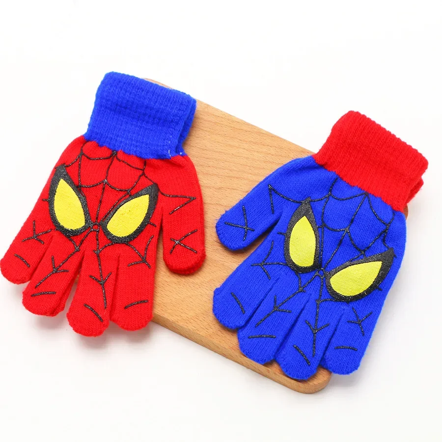 Spiderman Kids Warm Gloves Cartoon Printing Gloves Fashion Boys Girls Winter Mittens Christmas Gifts 5-10Y