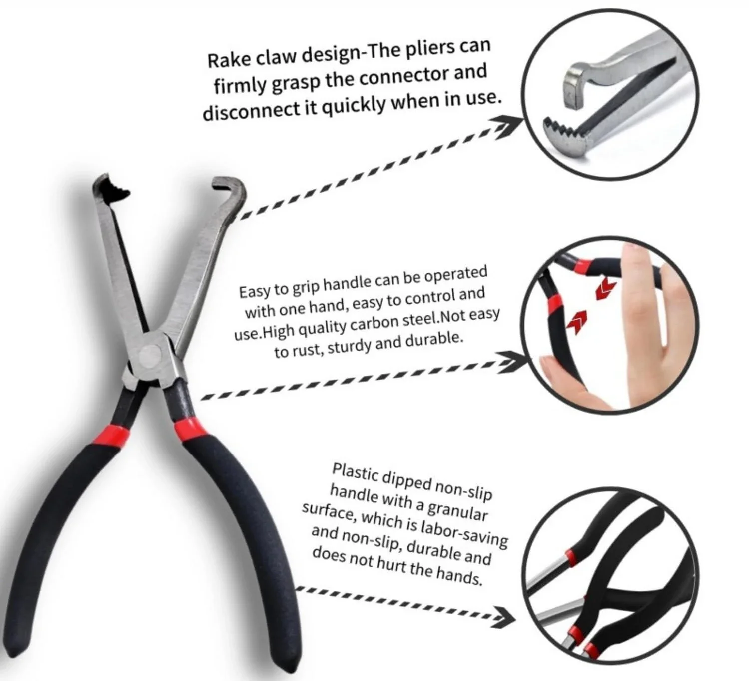 Upgrade 60 Degree Electrical Disconnect Plier Disconnect Pliers for Push Tab Style Plugs Fuel Line Petrol Clip Pipe Pliers