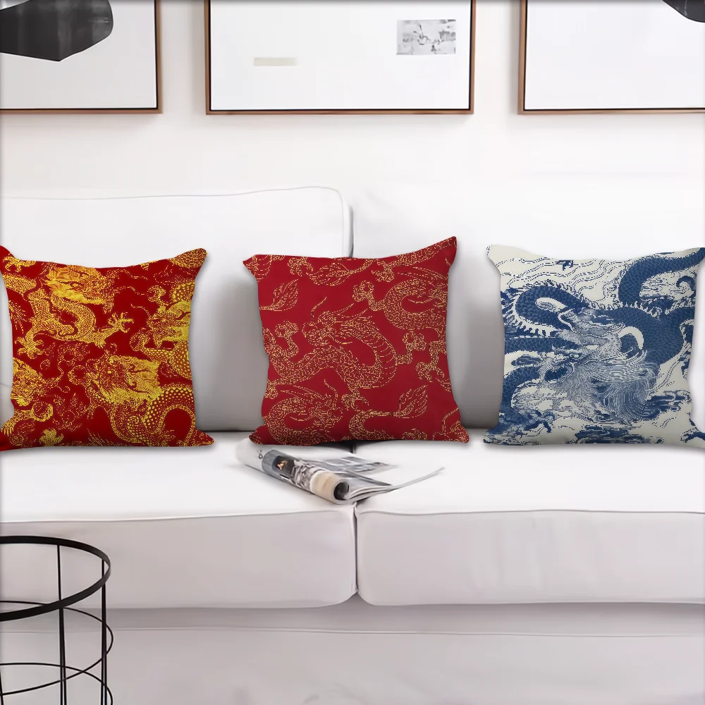 Blue and White Dragon cushion cover For Pillow Printing Sofa Decoration Home Car Room Coffee Shop Office Nordic Simplicity