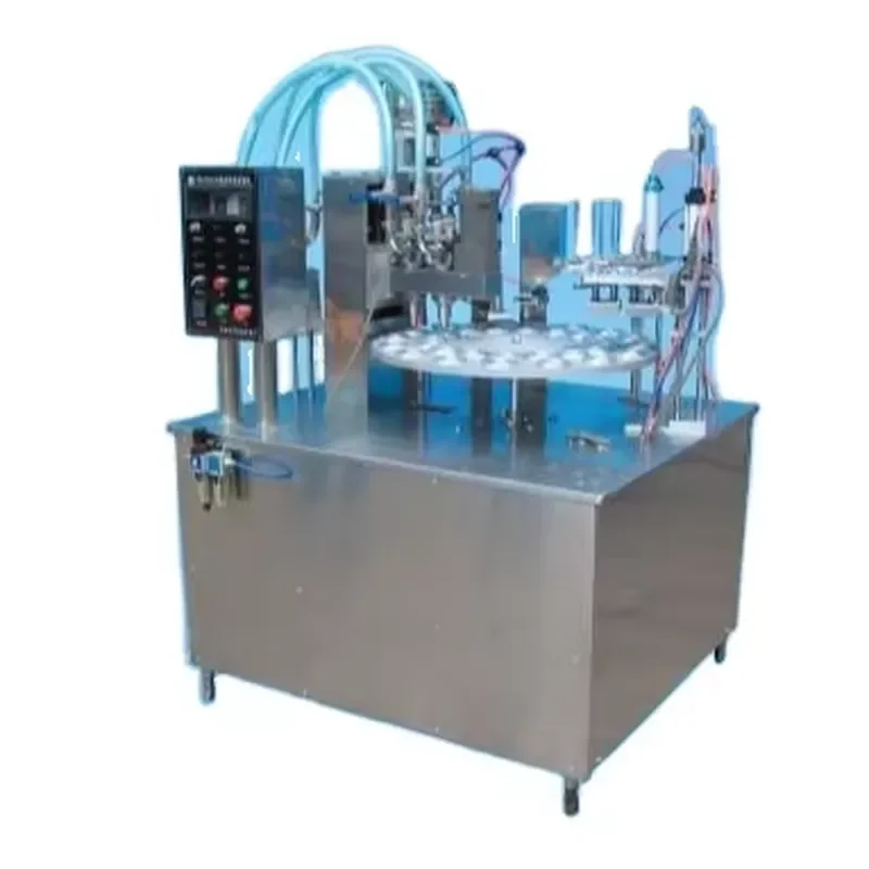 2026 CE Factory Genyond Semi Automatic Rotary Ice Cream Cone Filling Equipment Ice Cream Cup Filling Sealing Covering Machine