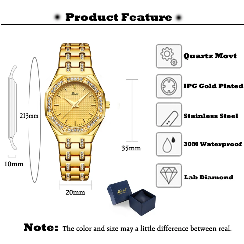 MISSFOX Luxury Brand Bracelet Watch Women Gold Business Small Designer Watches Waterproof Jewelry Decoration Clock 2024 Trends