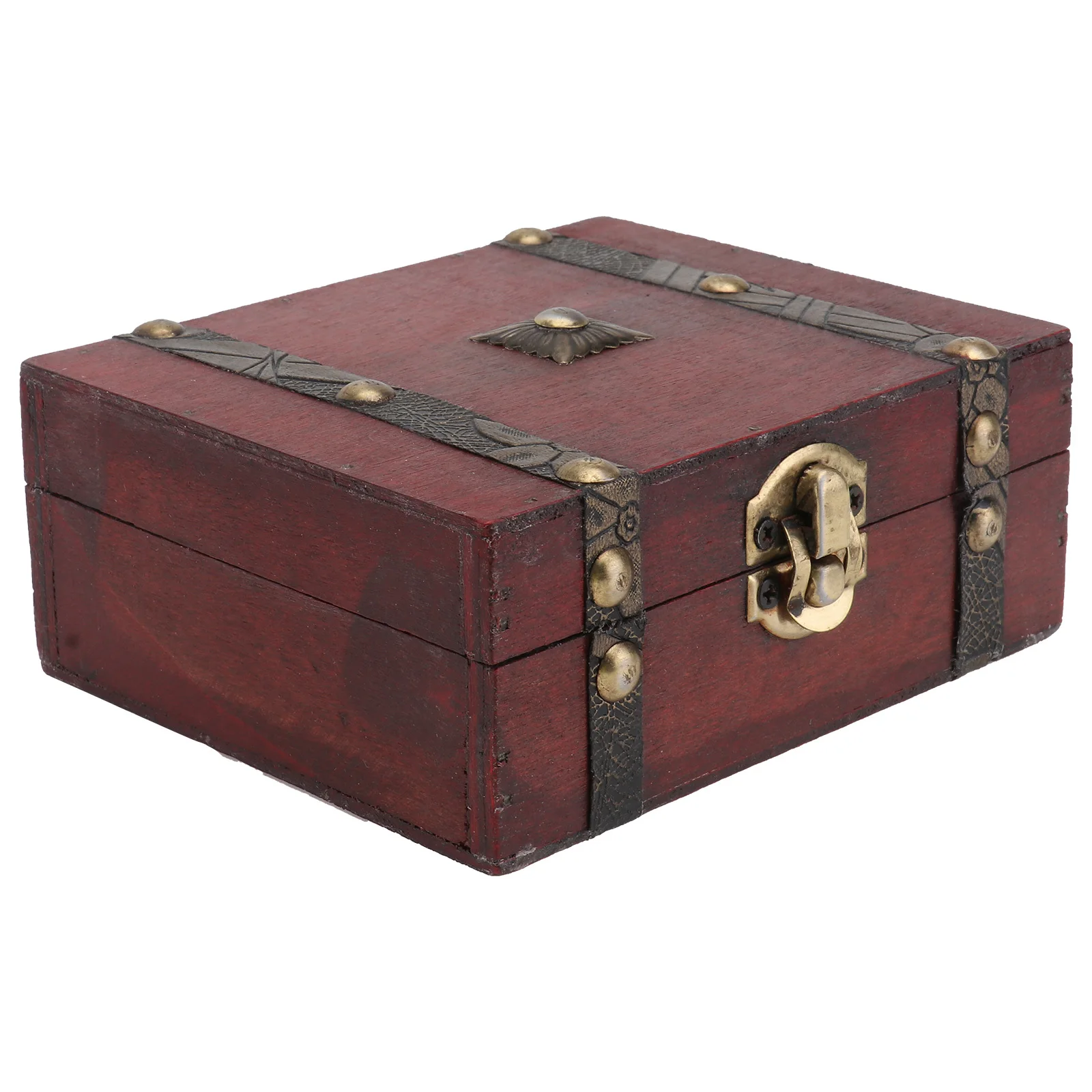 صندوق تخزين خشبي عتيق لمجموعة المجوهرات بتصميم زهور ذهبية قابلة للقفل صندوق منظم لتزيين المنزل للإكسسوارات