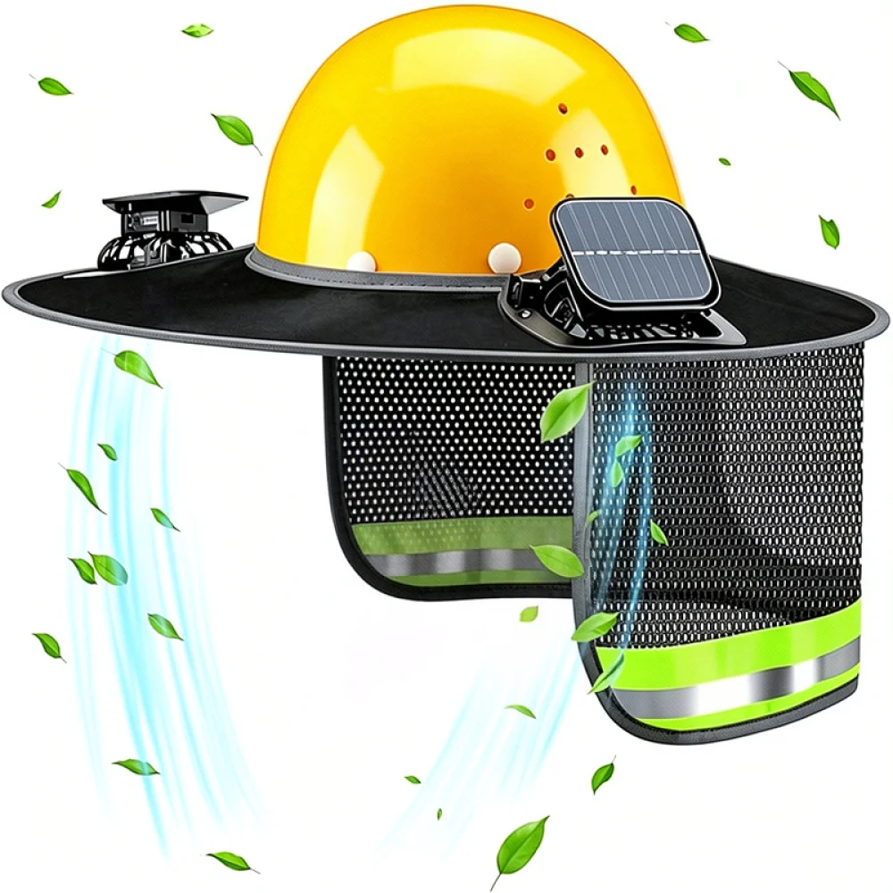 Hard Hat Solar Fan Sun Shade Brim Ventilation Cooling Visor For Summer Outdoor Work Safety Helmet Protection