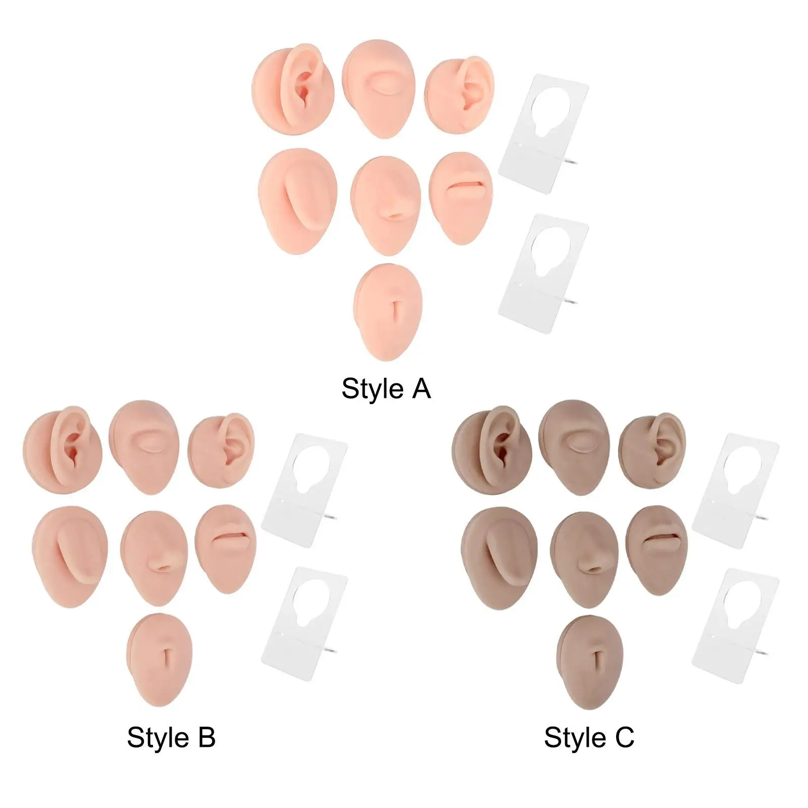 Body Part Model Silicone Ear Mouth Eye Nose Tongue Navel Simulation Practice Rack for Beauty Salon Education