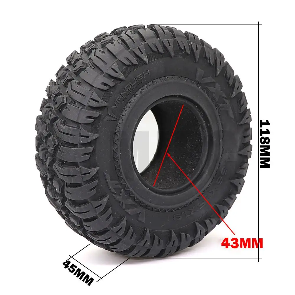 1.9 inch 118mm rubber tire, suitable for 1/10 RC tracked vehicle TRX4 SCX10 CC01 YICONG 4102 4103