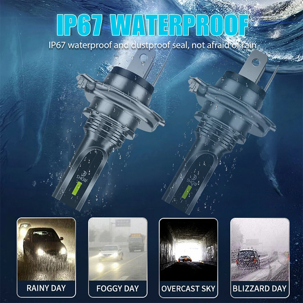 

H4 9003 HB2 Car High Low Beam Super Bright Car Running Lamp 12V-24V Fog Light 4800LM 6000K 80W White Car Replacement Accessories