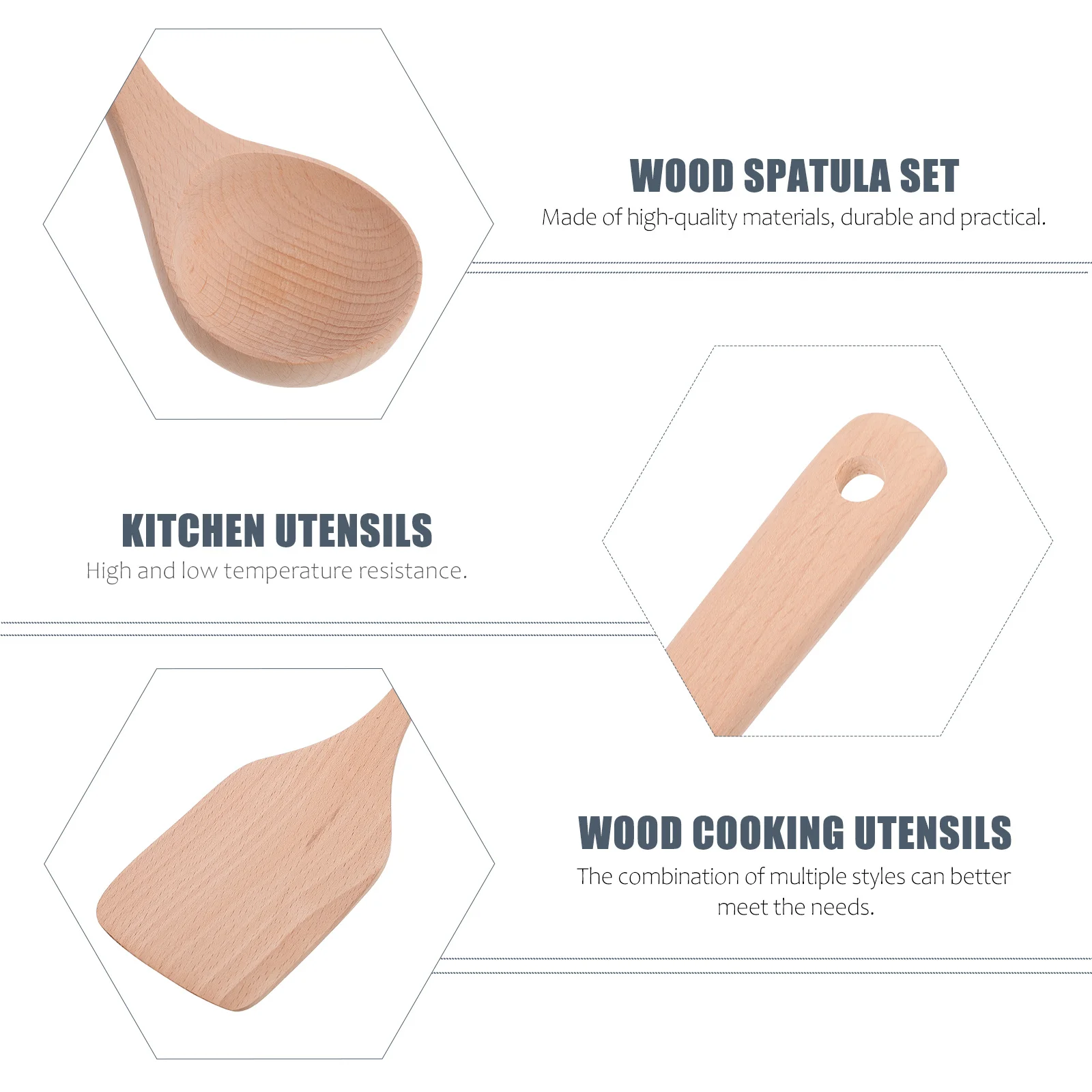

1Set Kitchenware Set Wood Cooking Utensils Wooden Spatula Spoon Household Cooking Tools Ergonomic Design