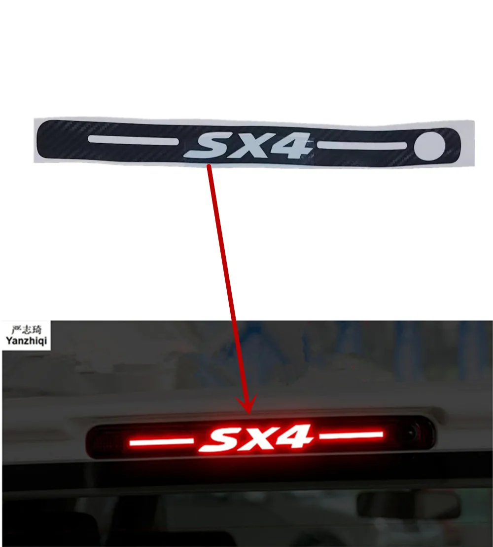 1PC Carbon Fiber Logo Sticker Brake Light Sticker High Luminous Brake Decorative Cover Car Stickers For 2006-2013 Suzuki SX4