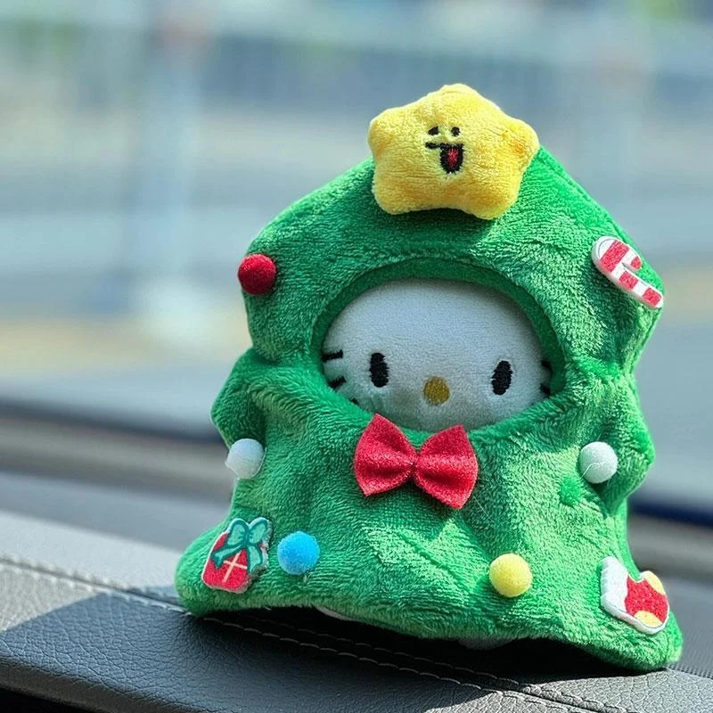 Sanrio Cartoon Peripheral Christmas Tree Decoration Hellokitty Bag Pendant Keychain Plush Toy Same Kt Cat Decoration Gift